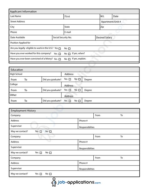 mpl application form|free generic blank job application.